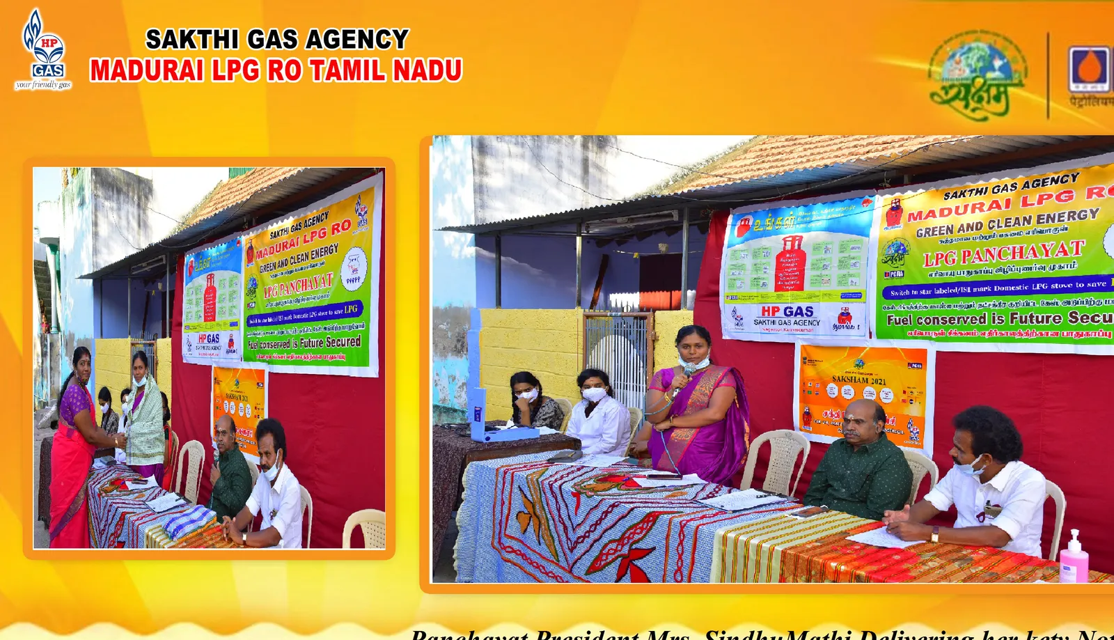 Panel and guests at the LPG Panchayat safety awareness camp organised by Sakthi Gas Agency
